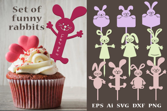 A Set of Funny SVG Topper Bunnies.Cuttin Review