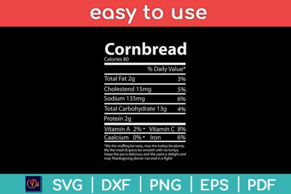 Cornbread Nutrition Facts Funny Svg Review