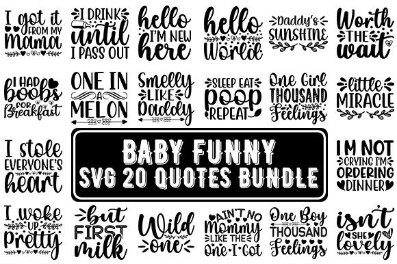 Review: Baby Funny SVG 21 Quotes Bundle for Embroidery